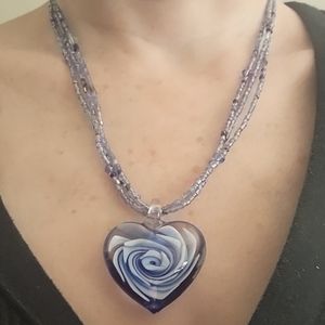 Venetian  glass adjustable heart necklace